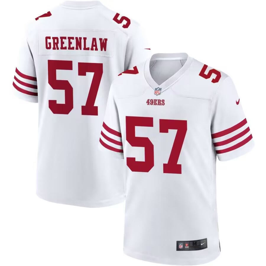 Men's San Francisco 49ers #57 Dre Greenlaw White Stitched Game Football Jersey Men's San Francisco 49ers #57 Dre Greenlaw White Stitched Game Football Jersey